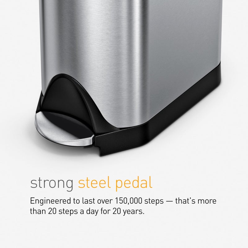 simplehuman 18 Liter / 4.8 Gallon Butterfly Lid Kitchen Step Trash Can, Brushed Stainless Steel - Image 4